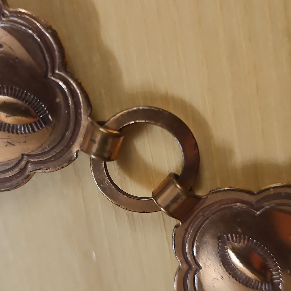 Vintage Southwestern Copper Tone Linking Belt Sz. Small Western - Picture 6 of 7